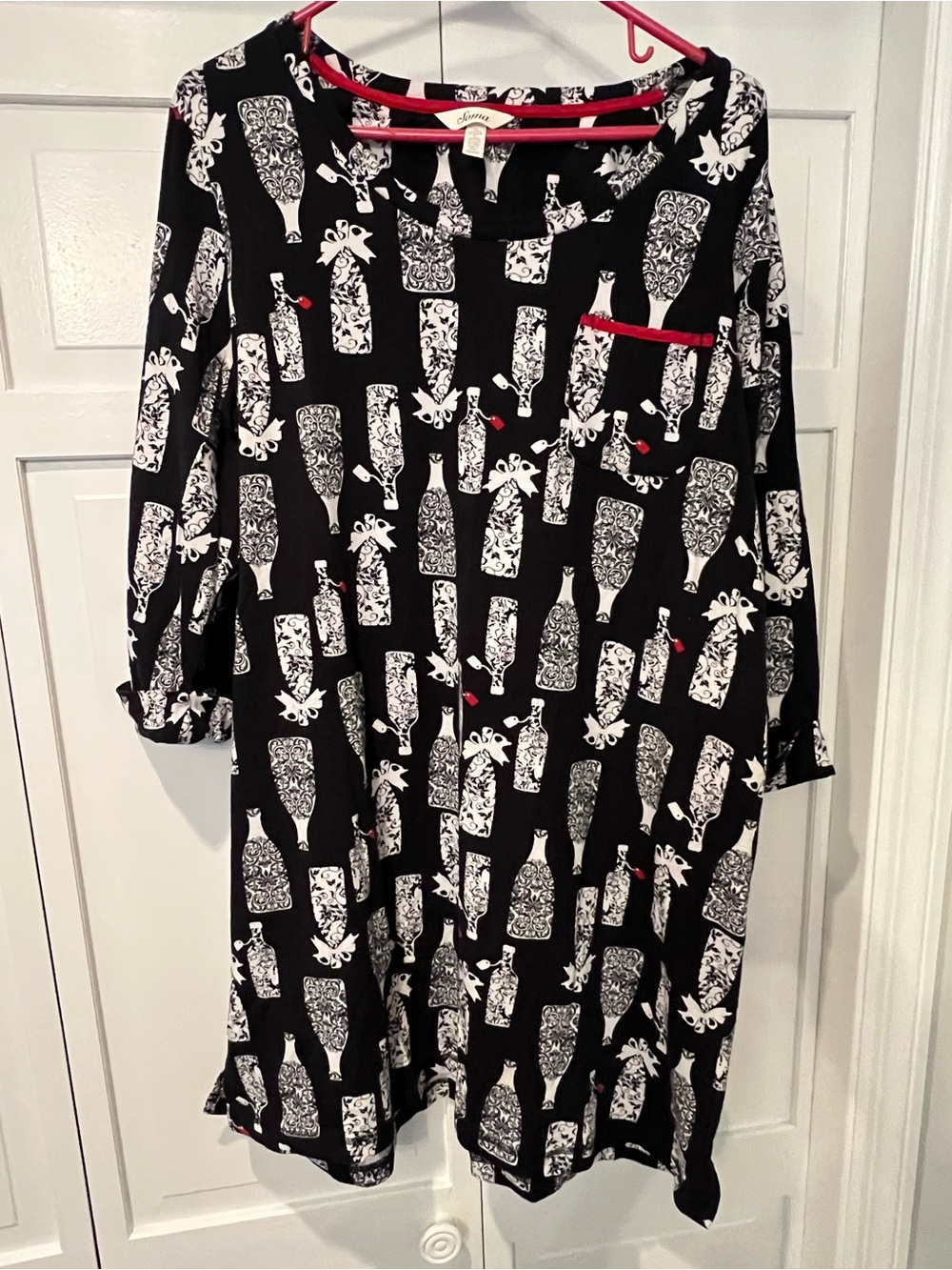 Soma Red Tunic with Black Floral Print